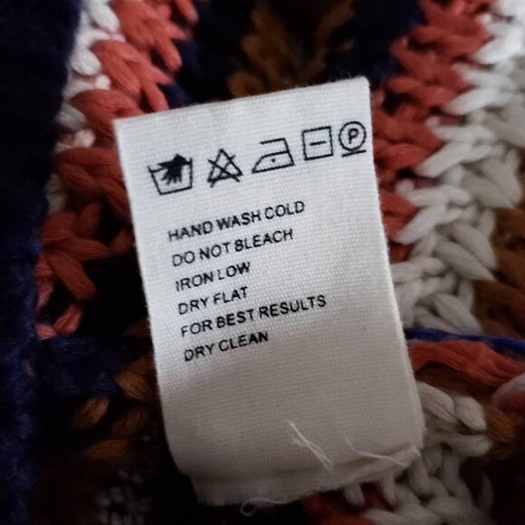 Mo : Vint Open-Knit Sweater Striped Crew Retro Striped Acrylic Women Large - Picture 9 of 10